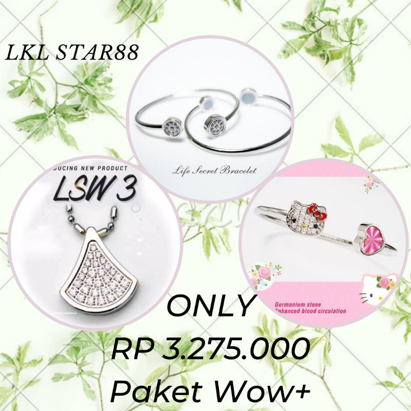 Paket Life Secret Bracelet + LSW3 Biopendant Carbon + Bangle Hello Kitty ORIGINAL MCI
