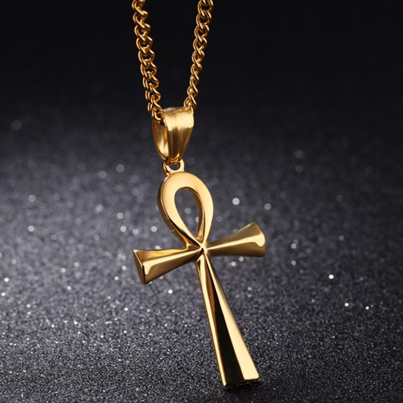 Kalung Rantai Dengan Liontin Bentuk Crucifix Mesir Ankh Untuk Hadiah