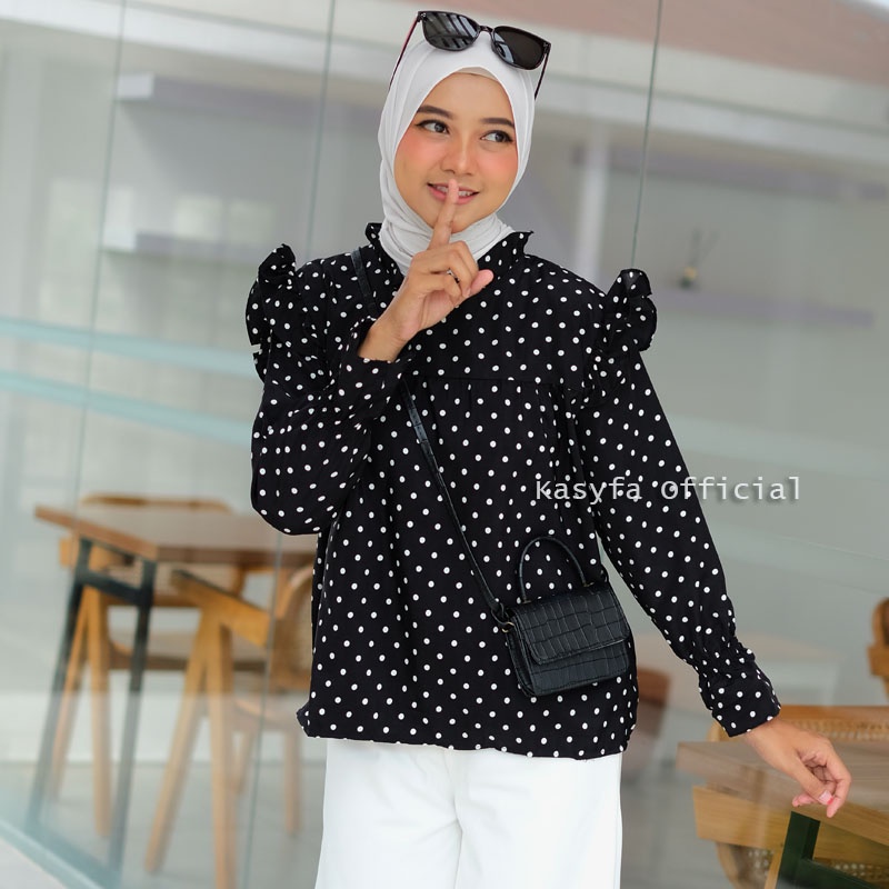 BLOUSE POLKADOT RUFFLE // VINO BLOUSE POLKADOT REMPEL