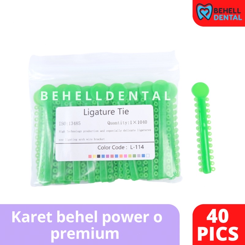 1 PACK ISI 40 PICS TEBAL KARET BEHEL MOTIF POWER O PREMIUM ORIGINAL Warna SHOCKING GREEN / HIJAU MUDA - Ligature Ties Tie - Dental Rubber Band Elastis Braces Ortho Orthodontik Orthodontics Kawat Gigi Behelldental