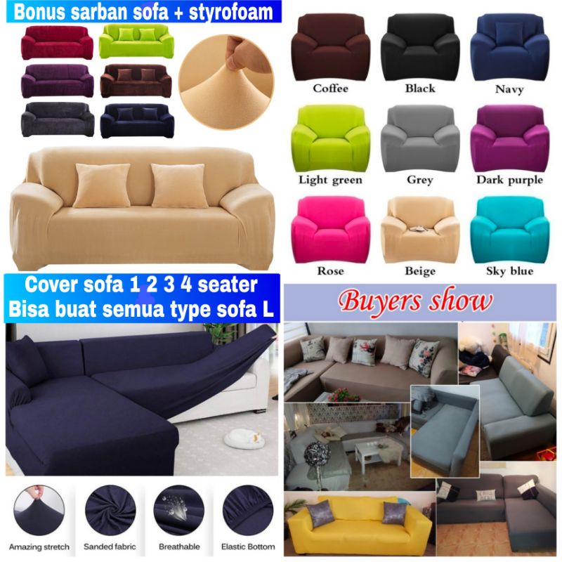 Sarung pelindung sofa 1/2/3/4 dudukan elastis / Cover sarung sofa tangan / Sofa cover import