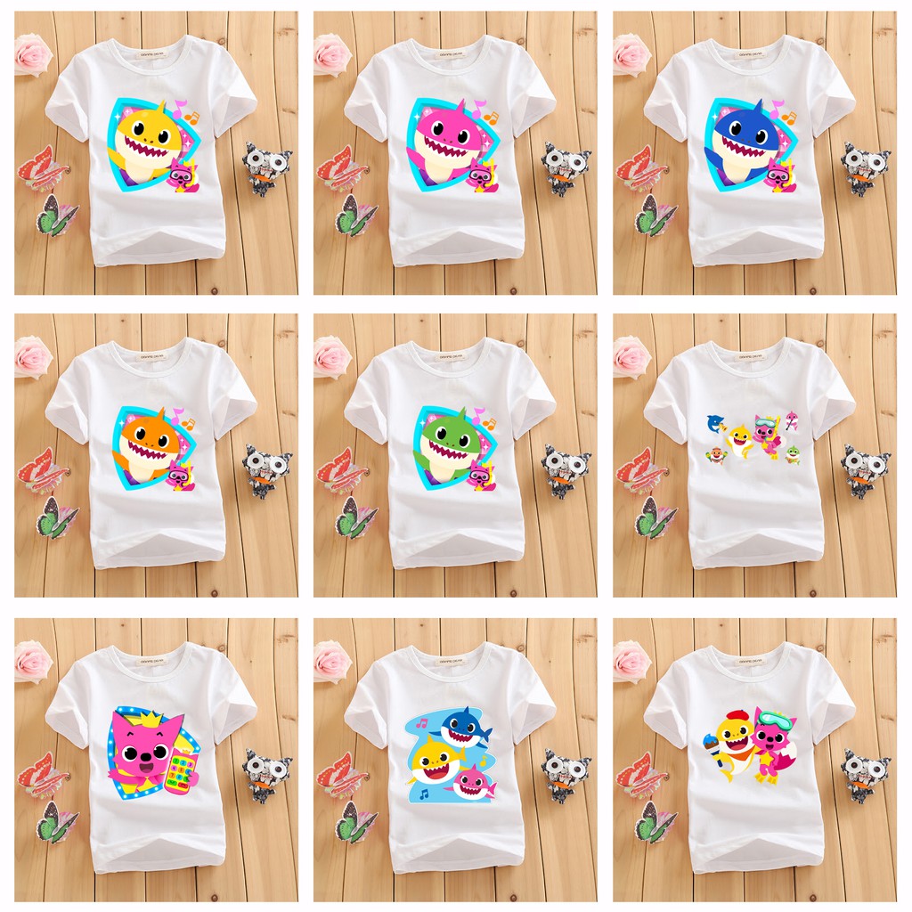 KAOS T-SHIRT FAMILY COUPLE BABY SHARK ANAK PRIA WANITA KELUARGA PASANGAN COTTON COMBED IMPOR IMPORT