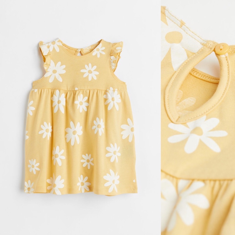 H&M Yellow Floral Flounce Trimmed Dress