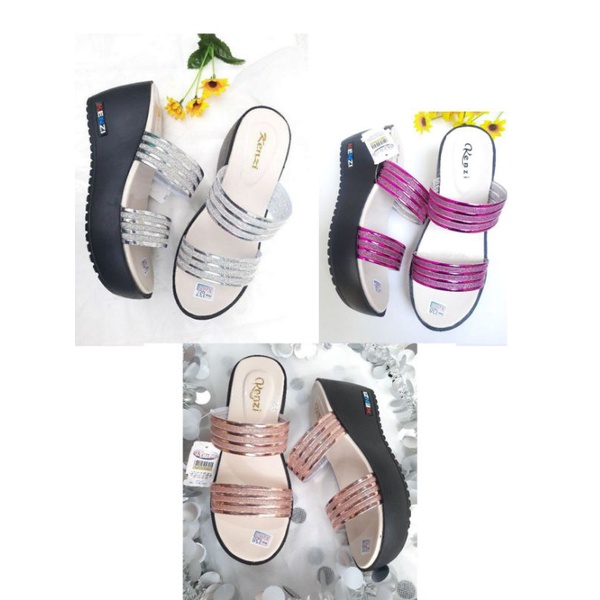 WEDGES SANDAL BLINK SILVER GOLD WANITA SENDAL SANTAI CEWEK MURAH PESTA  MODEL GUCCI IMPORT