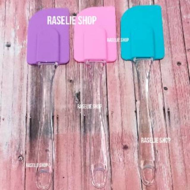 Spatula Silikon Besar Gagang Plastik Transparan Silicone Polesan