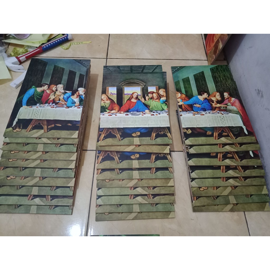 POSTER KAYU PERJAMUAN TERAKHIR WALL DECOR NASRANI KRISTEN KATOLIK THE LAST SUPPER