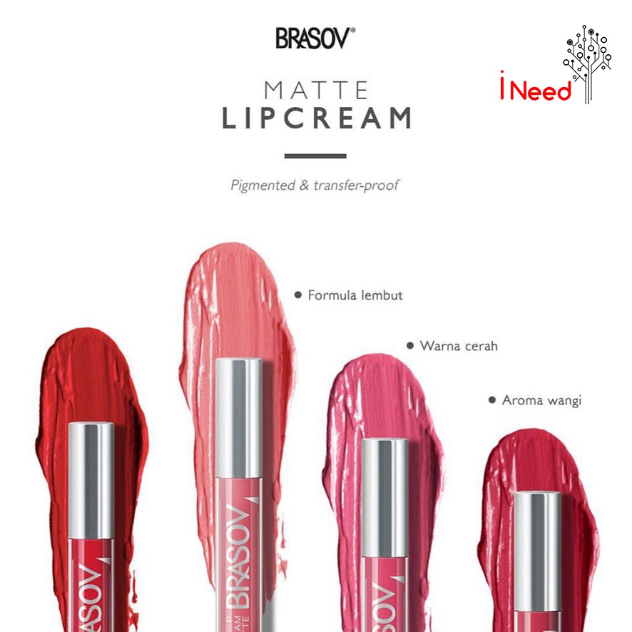 (INEED) BRASOV LIP CREAM MATTE -  LIP CREAM MATTE FREASH &amp; LONG LASTING  BRASOV