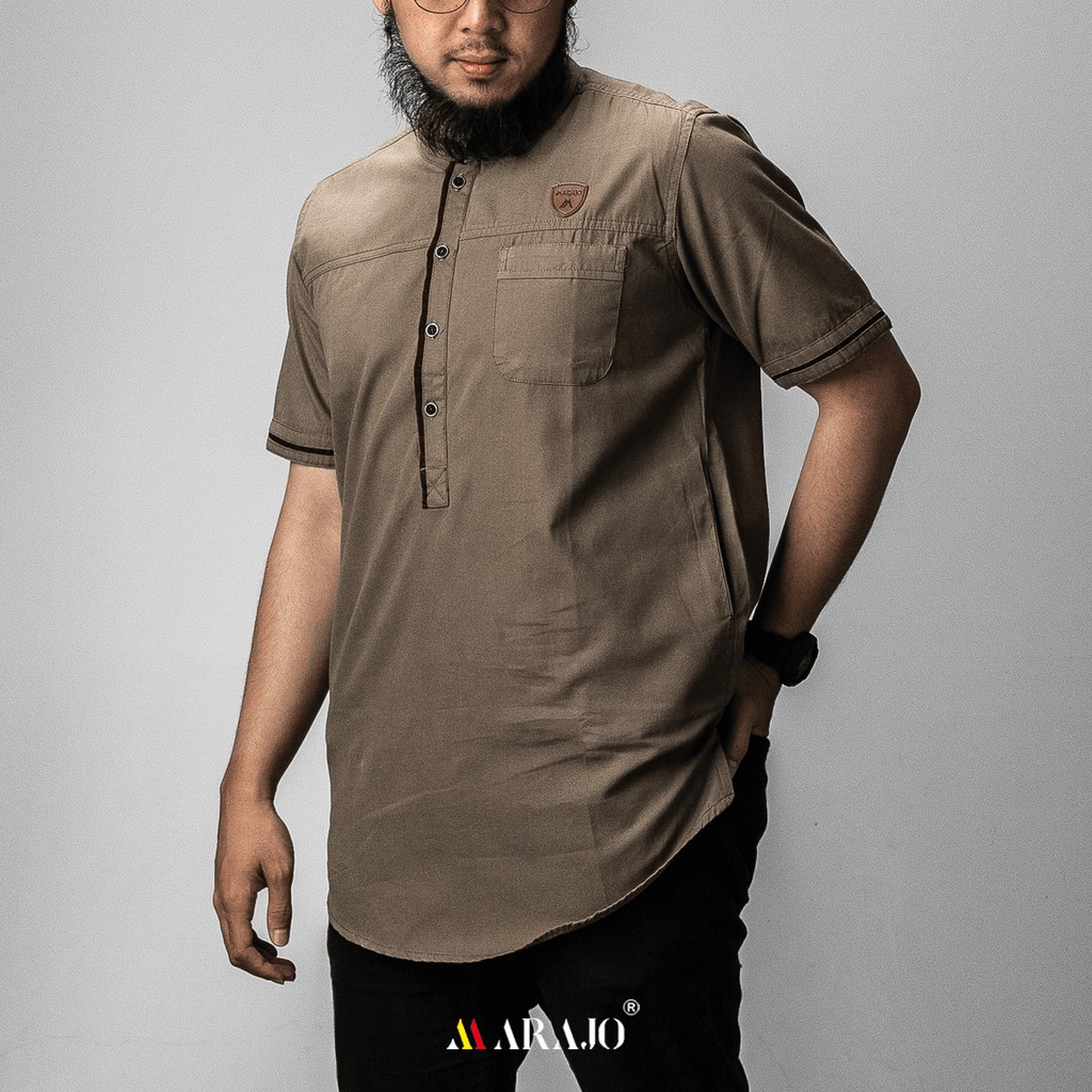 PAKAIAN MUSLIM PRIA KURTA MARAJO agam bahan cotton washing BERKUALITAS warna hitam tan maroon navy L