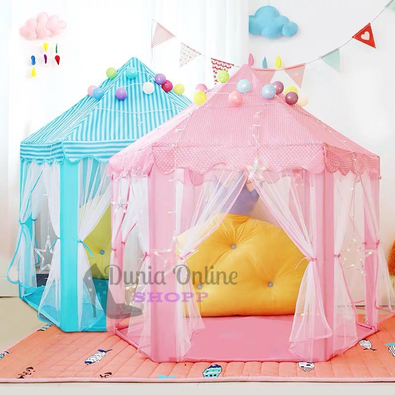 TENDA CAMPING LIPAT UNTUK ANAK-ANAK 2-3 ORANG MODEL CASTLE LUCU/TENDA ANAK ANAK/TENDA MAINAN