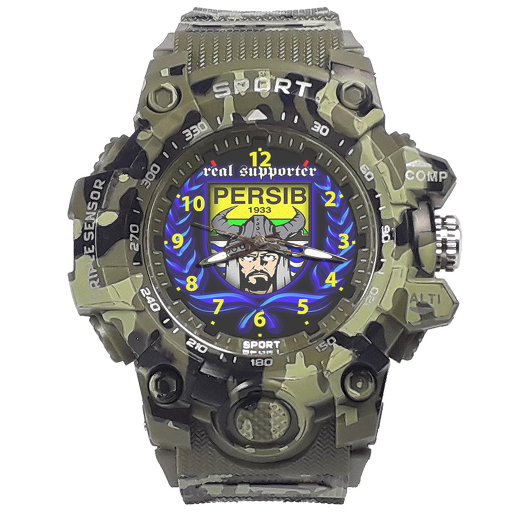 (ISTIMEWA BOSSQUE) JAM CUSTOM PERSIB STRAP ARMY - 5 Warna