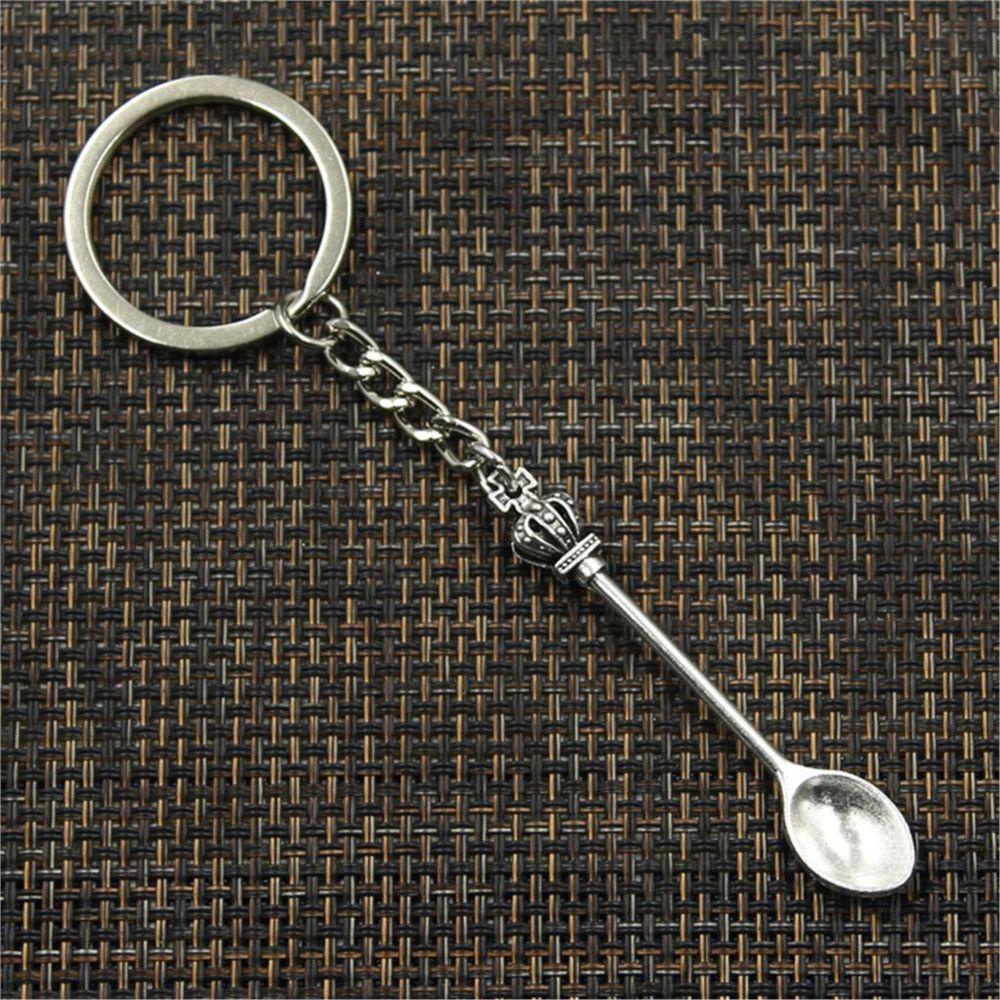 Lanfy Sendok Gantungan Kunci 57x9mm Vintage Liontin Ornamen Perhiasan Hadiah Handmade Craft Metal Key Chain