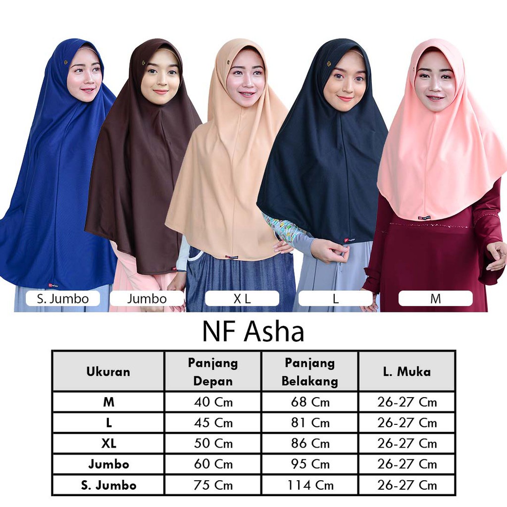 Jilbab Instan Pad Nafisa ASHA | Hijab Bergo Instan Syar'i Kerudung Pad Kecil Antem Instan  Hijab Kaos Polos