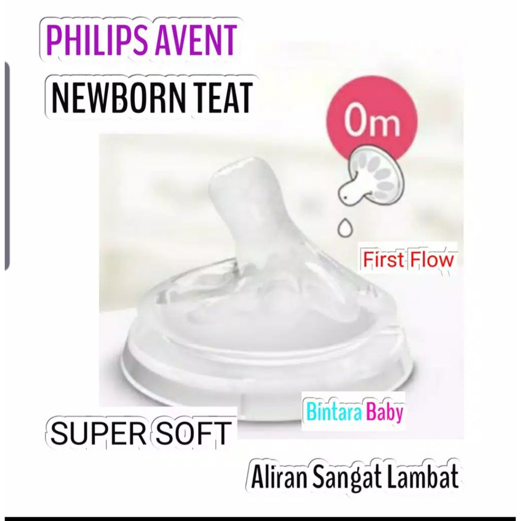 Nipple Avent Anti Sedak Natural / Philips Avent Premier Debit First Flow / Nipple Newborn Bayi Prematur / Premature Baby / Anti Kolik Anti Sedak Avent Natural Aliran Sangat Lambat