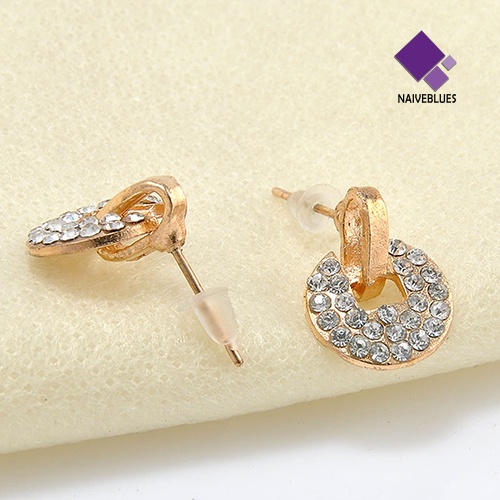 Anting Stud Berlian Imitasi Bahan Tembaga Gaya Istana Untuk Wanita