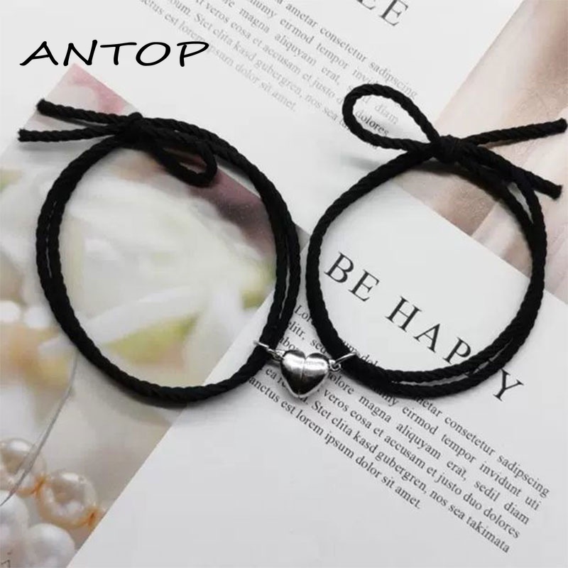 2 Pcs Gelang Couple Magnet Attract Each Other Gelang Elastis Pasangan Pria Dan Wanita ANTOP