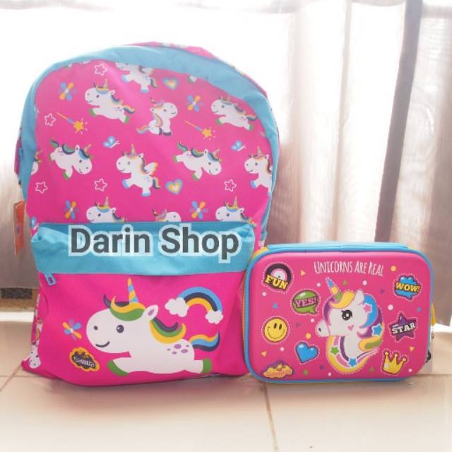 

PAKET TAS RANSEL BACKPACK DAN KOTAK TEMPAT PENSIL HARDTOP MOTIF TIMBUL 3D SANSAN WAWA SANWA