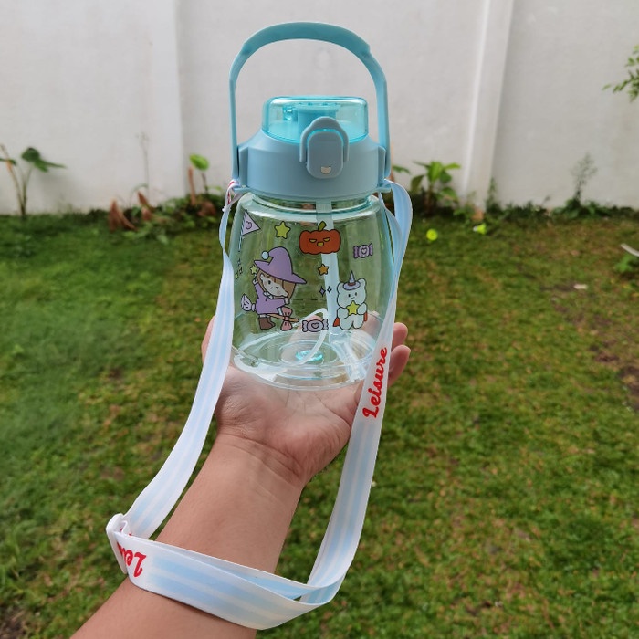 Botol Minum VIRAL GEMOY 1,3 Liter Gradiasi Pastel Anak Sekolah - Biru Bening