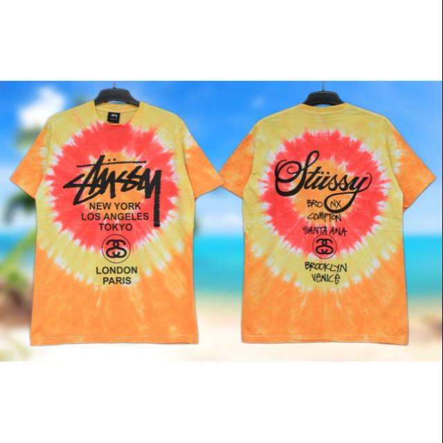Kaos pendek TIE DYE STUSSY TOUR INTERNATIONAL