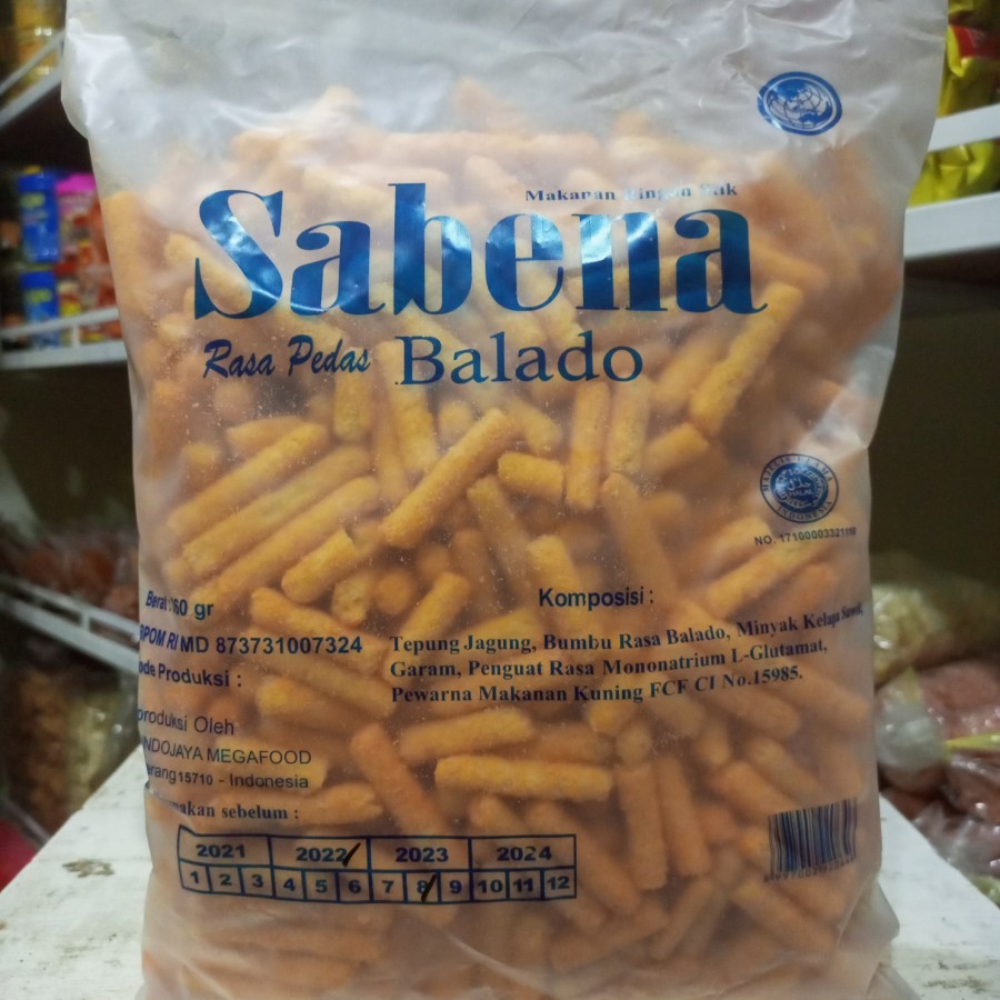 

Snack stik rasa pedas balado Sabena 1/4 Kg