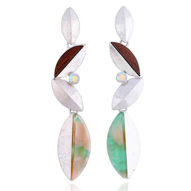 LRC Anting Tusuk Fashion Multi-color Geometric Shape Decorated Earrings