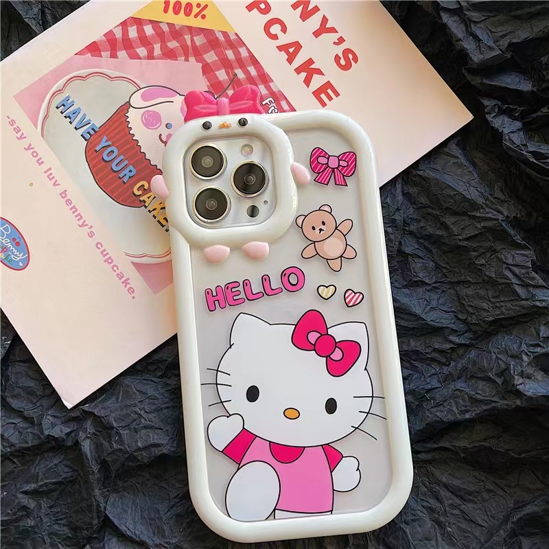 Ins Soft Case TPU Motif hello kitty Untuk iPhone 14 14pro 14max 14prm 13 13pro 13pro 13prm 11 6splus 7Plus 8Plus Xr XS 13 12pro Max