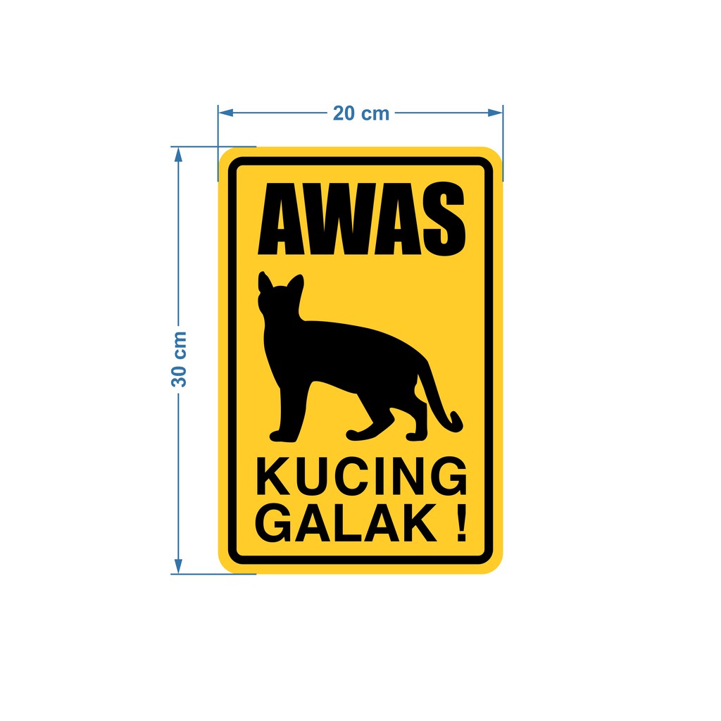 RAMBU AWAS KUCING GALAK 20CM X 30CM PLAT ALUMUNIUM  Shopee Indonesia