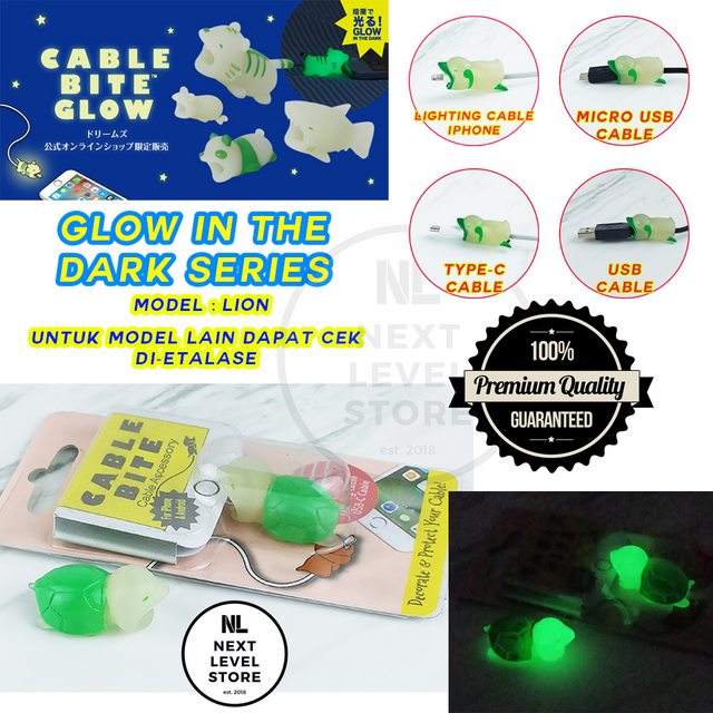 Turtle - GLOW IN THE DARK Cable Bite Cute Protector Pelindung Kabel