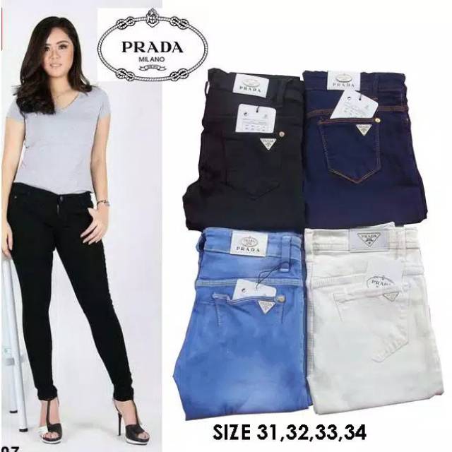  Prada  Celana  Jeans softjeans skinny Wanita  Prada  navy 27 