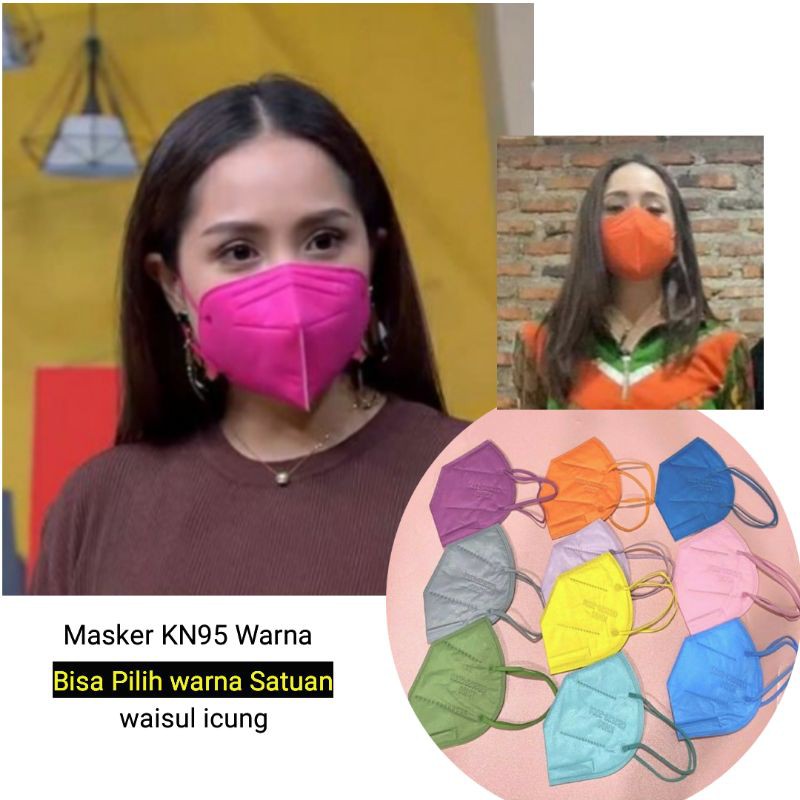 Masker Duckbill Tali Warna senada Artis Nagita KN95 BFE 95% Kesehatan Nyaman Modis 5ply satuan