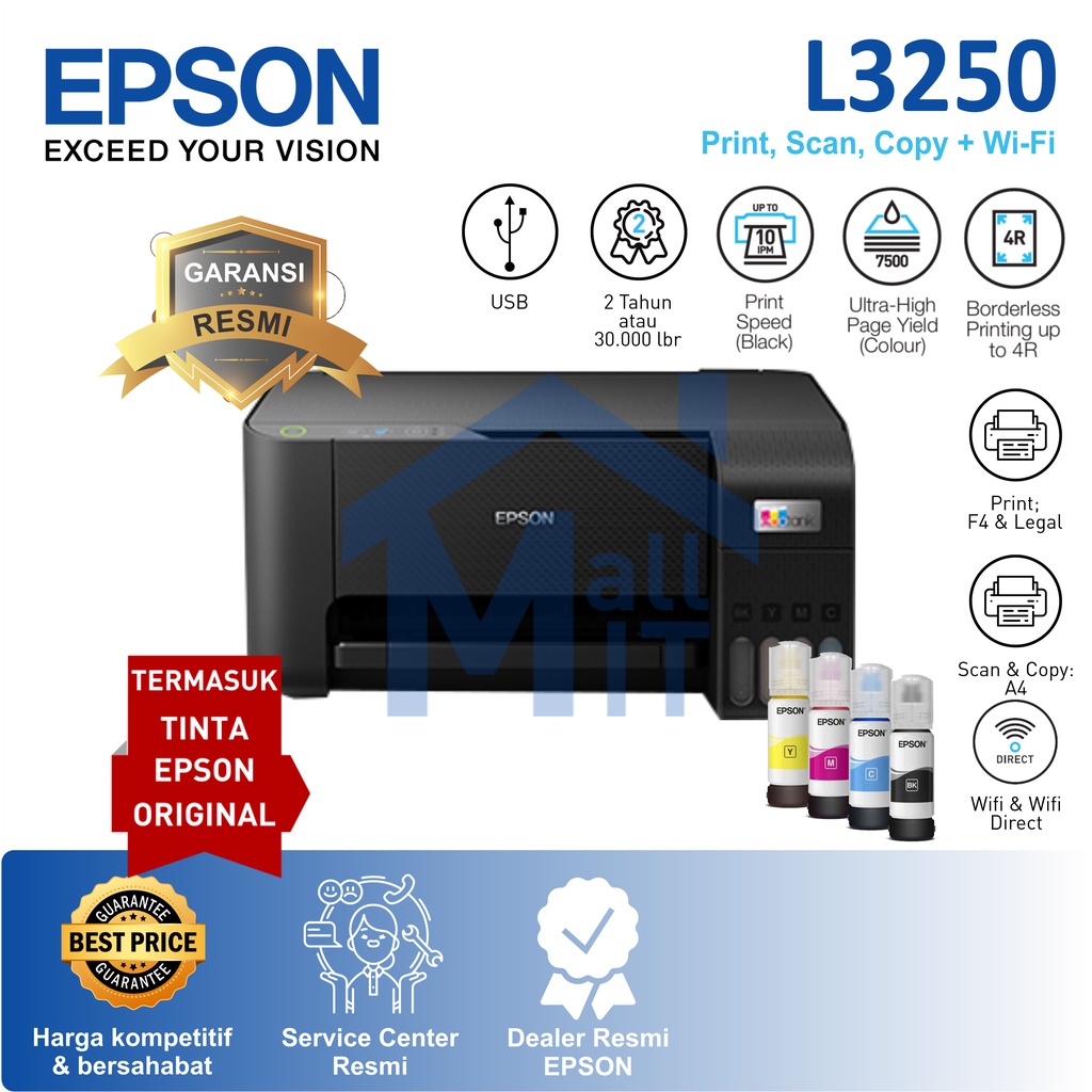 PRINTER EPSON L3250 L-3250 L 3250  PENGGANTI L3150 WiFi Direct A4 Print Scan Copy