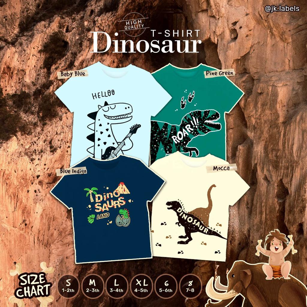 Tshirt 1-8 Tahun Kazel x JK Label Motif Dino Jeep Excavator Tshirt Anak Kaos Anak Lucu Adem Fashion Kekinian