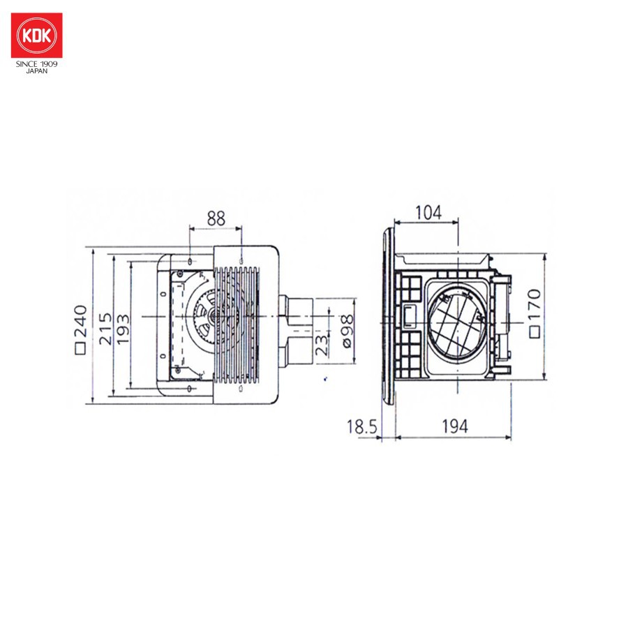 KDK 24 CDQN - Kipas Angin Exhaust Fan 8 Inch Ceiling Mount Siroco 24 cm 8&quot;