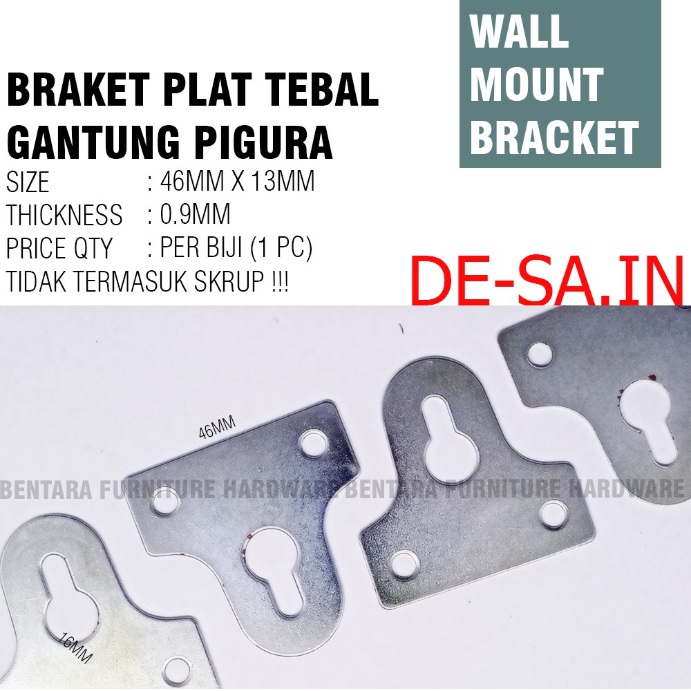 46MM BRAKET PLAT GANTUNG TEBAL - 46MM X 46MM FOTO PHOTO FIGURA DINDING FRAME WALL MOUNT PIGURA