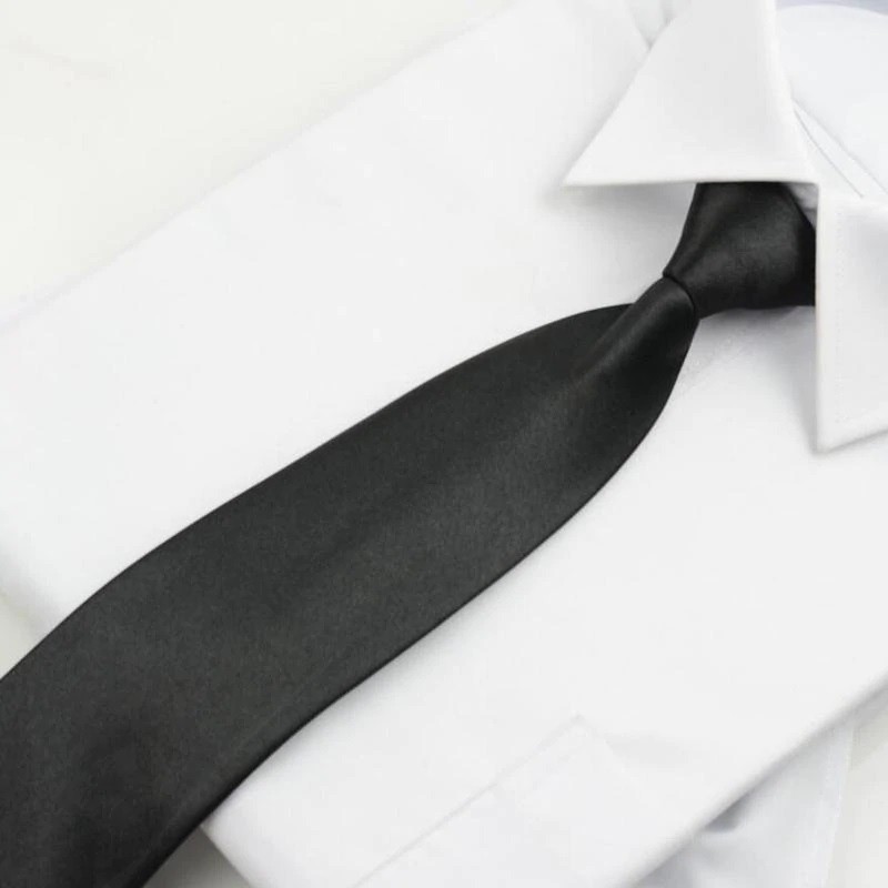 Dasi Slim Pria Kantor Resleting Polos Instan Otomatis Wedding Formal Tie