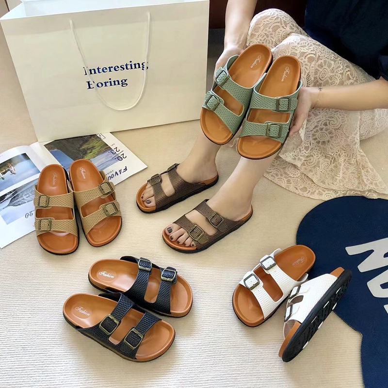 ☀CAMILO☀ SF18 Sandal Gunung Slop Slip On Teplek Wanita Pria Sandal Cewek Sandal Cowok Sandal Unisex Sandal Import Sandal Premium