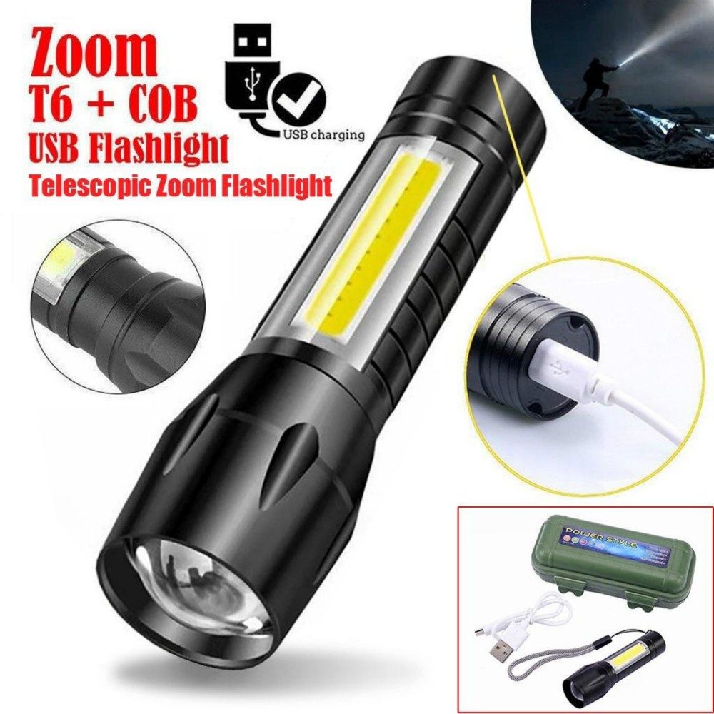 Senter POLICE USB Charge Mini LED ZOOM Flashlight (Senter Polisi) Tahan Air &amp; Terang