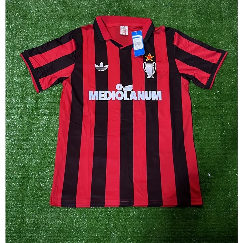 JERSEY BOLA RETRO MILAN HOME MEDIOLANUM 1990 GRADE ORI IMPORT