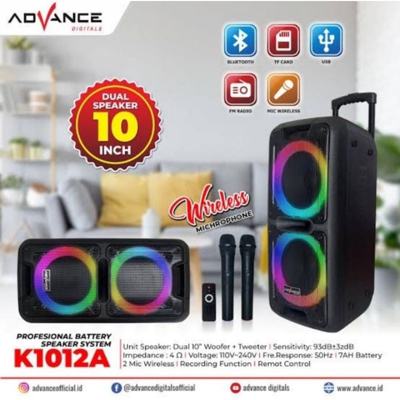 Advance Speaker Portable Bluetooth K1012A 12" Speaker Meeting
