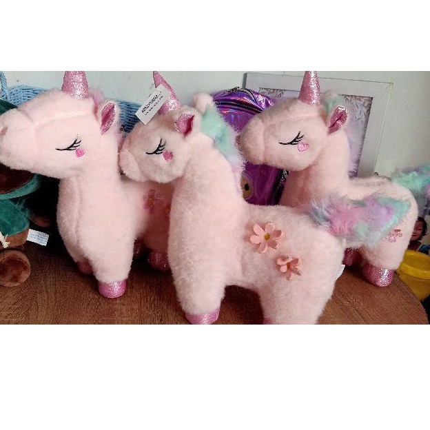 Boneka Unicorn, Boneka Unicorn bulu rainbow, boneka unicorn import