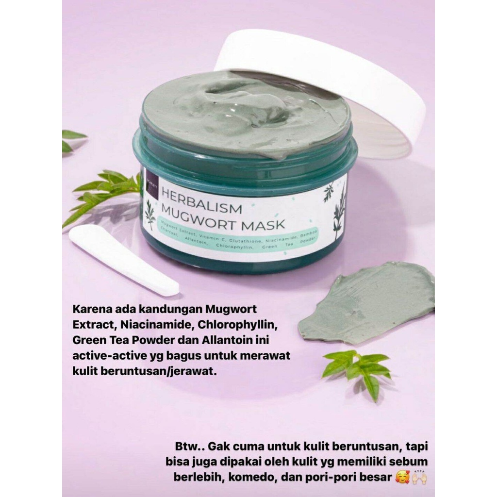 [COD] Scarlett Whitening Herbalism Mugwort Mask Perawatan Kulit Berminyak Mencegah Jerawat &amp; Komedo - ORIGINAL BPOM