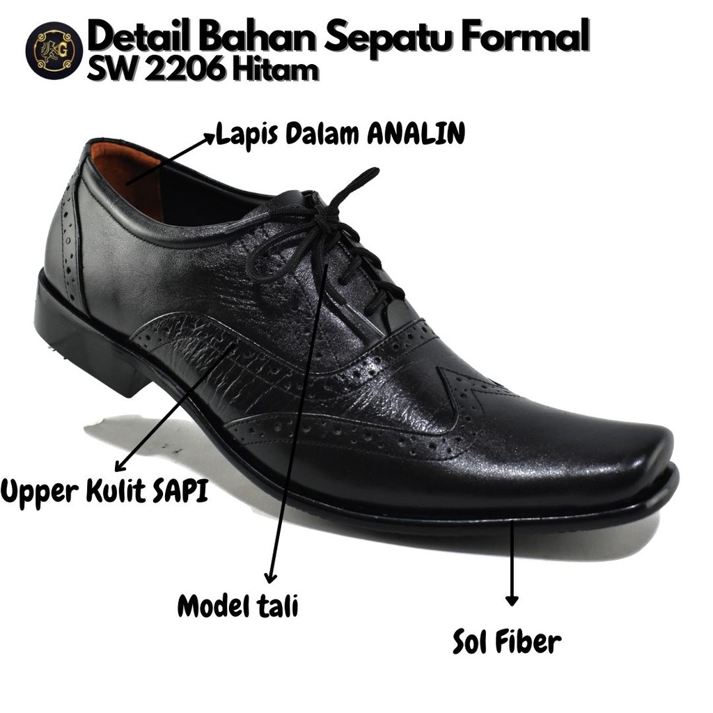 Sepatu pantofel pria Tali  Grutty SW2206 Hitam