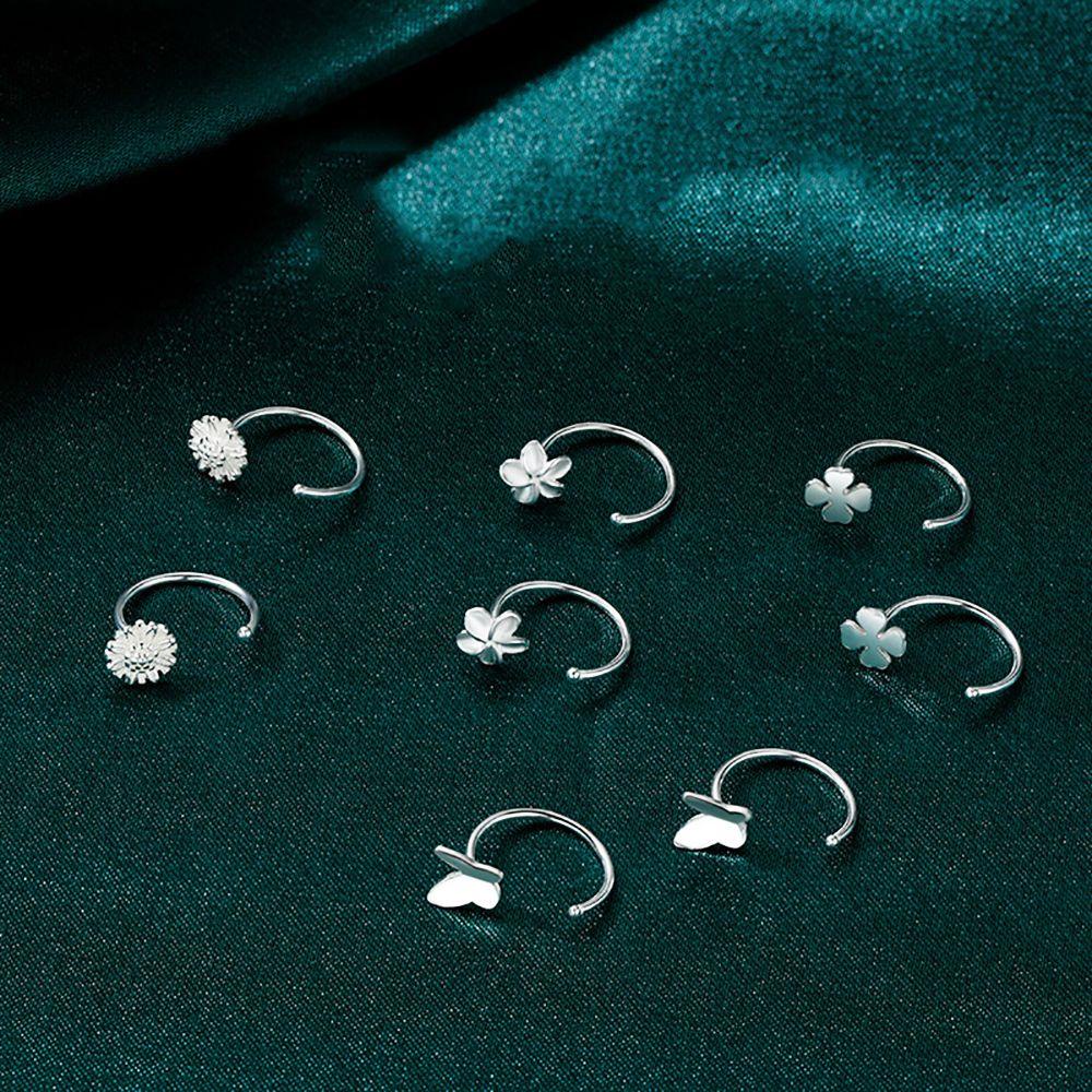 [Elegan] Wanita Anting Pejantan Perempuan Aksesoris Telinga Cinta Hati Bunga Bulan Bintang Hoop Earrings