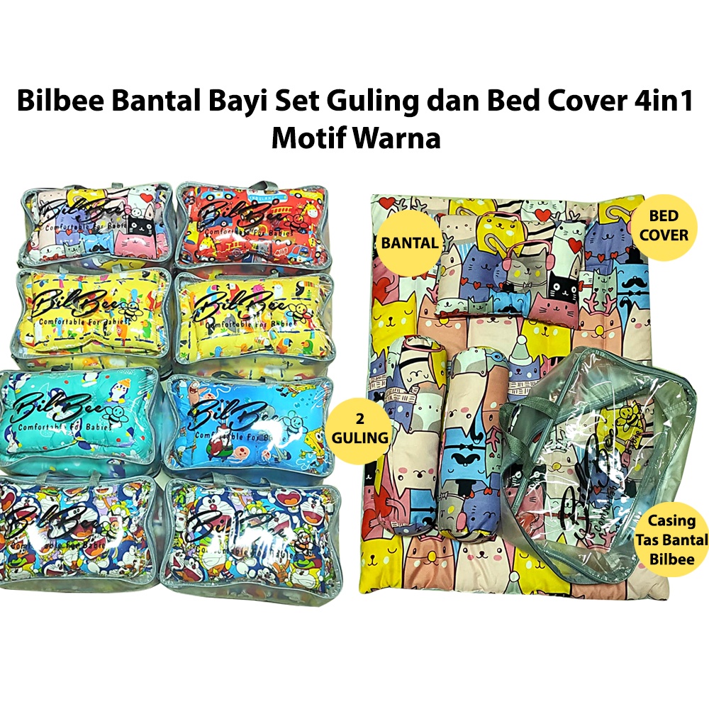 Bilbee Bantal Bayi Set Guling dan Bed Cover 4in1 Motif Warna