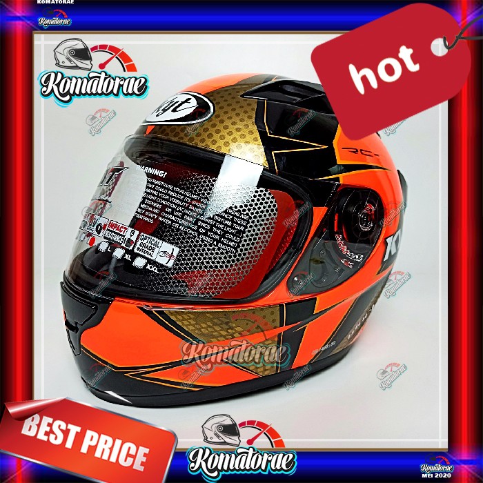 Helm Kyt Rc7 16 Red Fluo Gold Black Shopee Indonesia