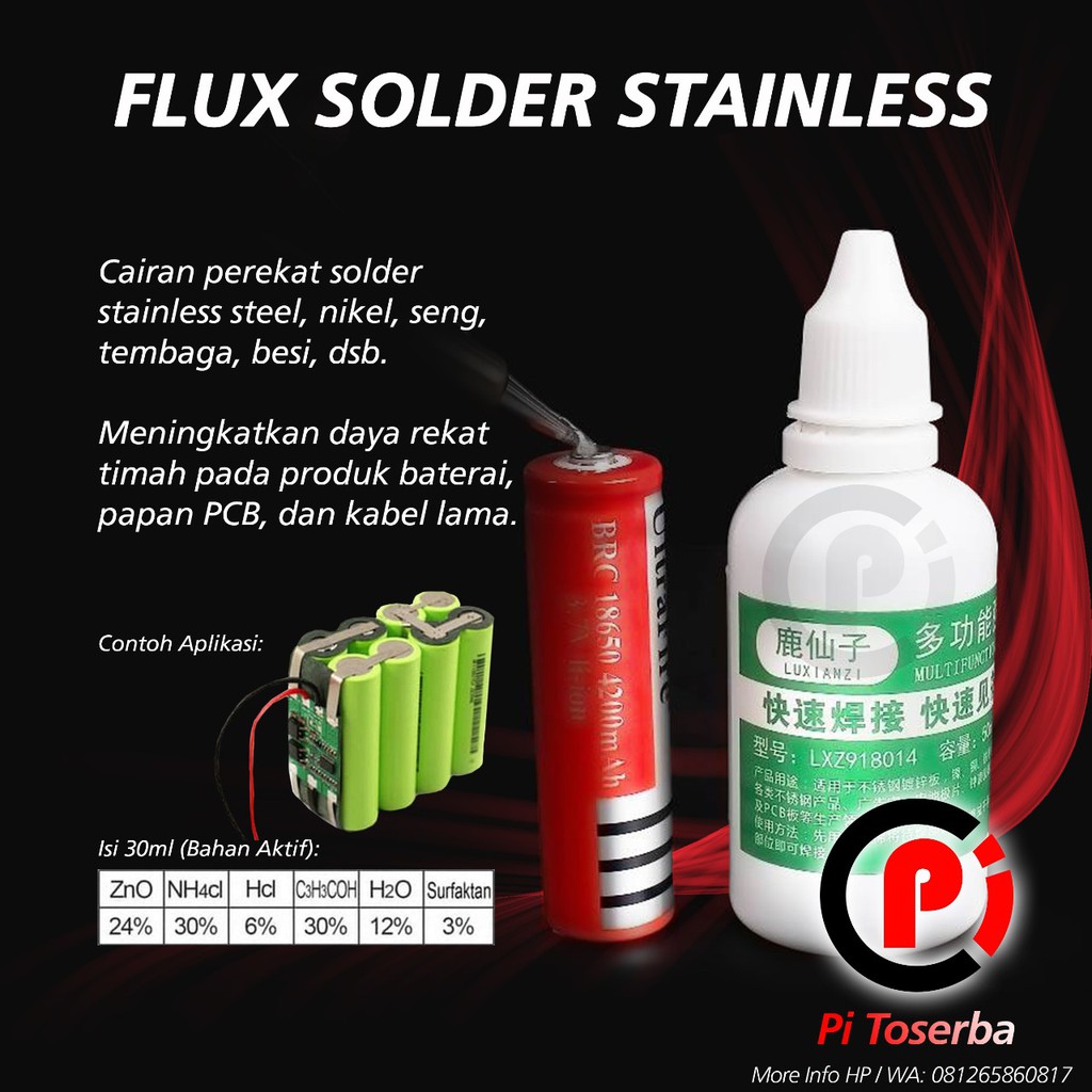 Flux Stainless Steel Perekat Solder Nikel Seng Baterai Cairan Easy Oil