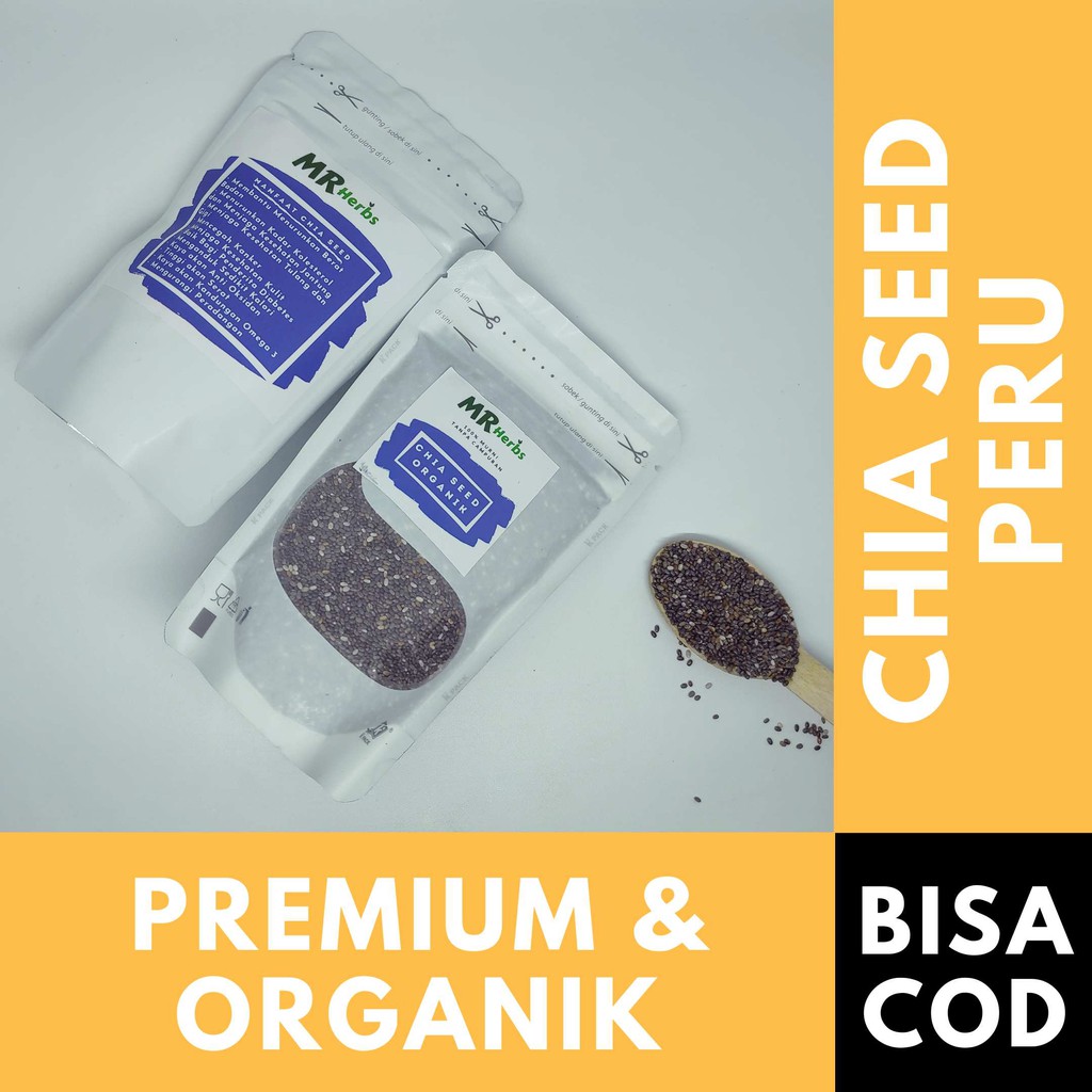 

Chia Seed / Chia Seed Organic / Chia Seeds / Cia Seed / Biji Selasih / Selasih / Biji Selasih Untuk Minuman / Utk Diet Premium Hitam Peru Bukan Mexico Isi 100gr/75gr By Mr Herbs