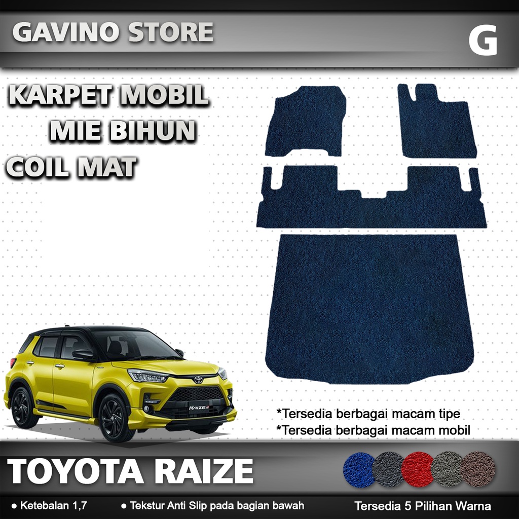 karpet mobil mie bihun toyota raize full bagasi / karpet mobil toyota raize full set / karpet coilma