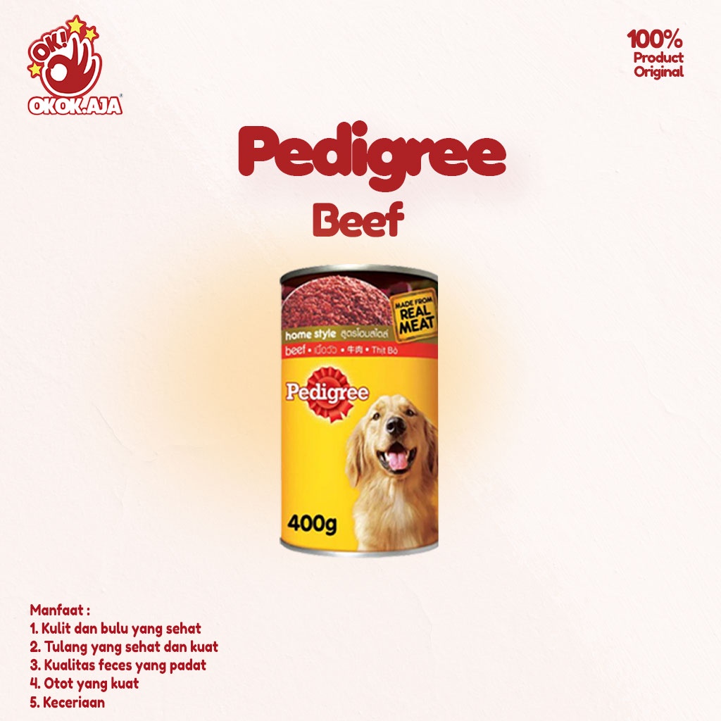 Makanan Anjing basah premium Pedigree kaleng 400gr - Dogfood murah