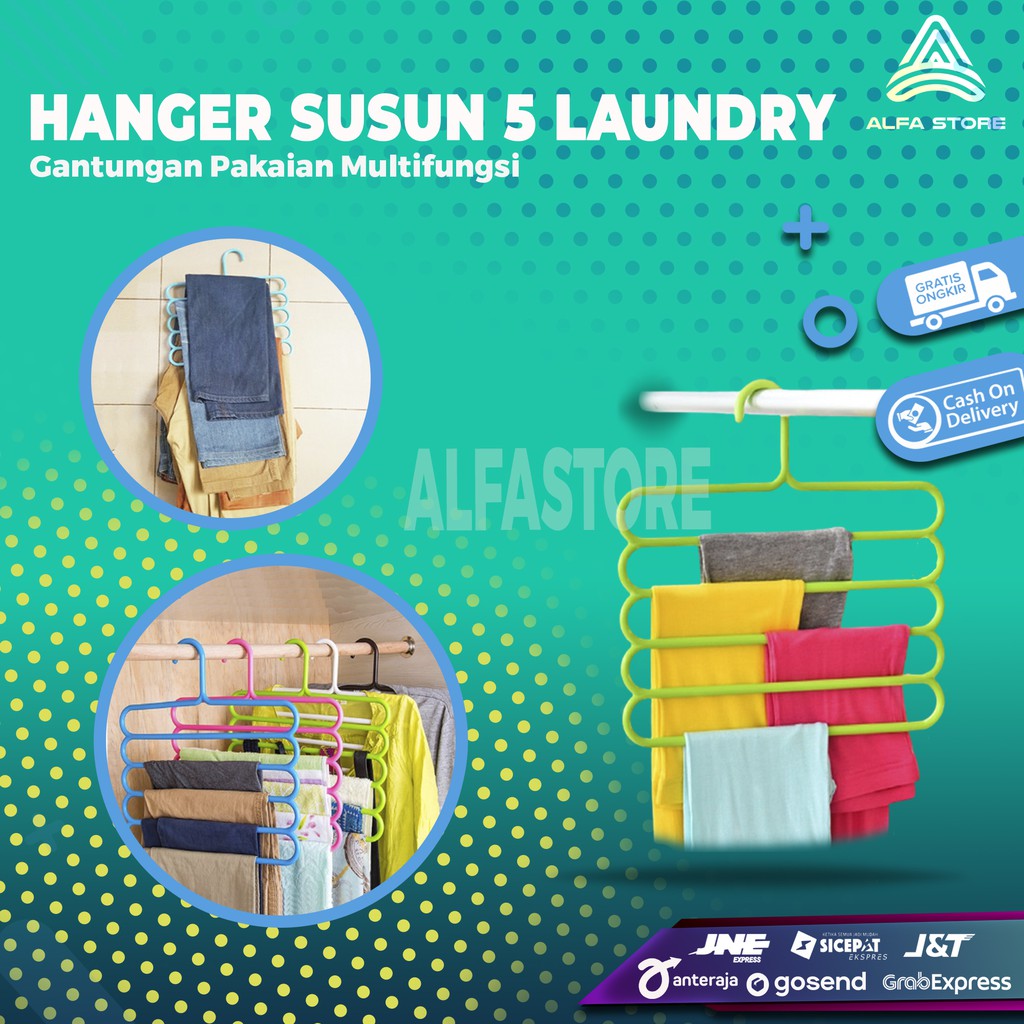 Hanger susun 5 laundry gantungan Pakaian multifungsi Scarf