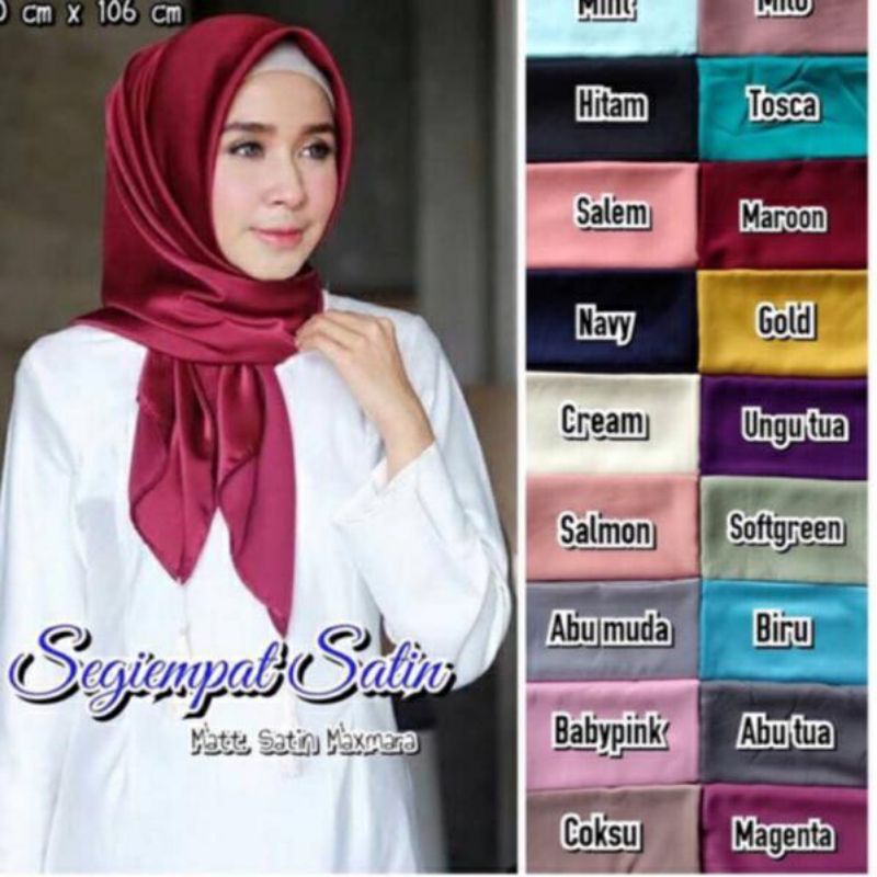 JILBAB SEGI EMPAT SATIN POLOS / JILBAB SATIN /JILBAB ORGANZA CREP
